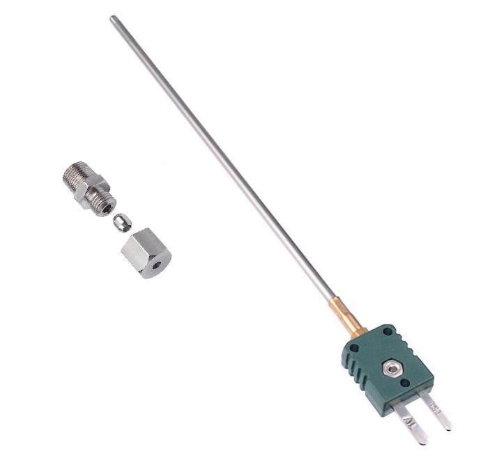 Temperatuursensor thermocouple 0-1000 graden + wartel 1/8 npt